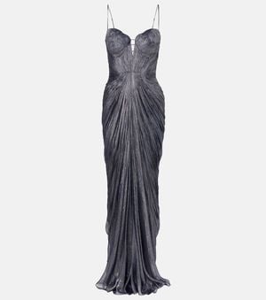 Maria Lucia Hohan Cecilia Silk Tulle Corset Gown - Blue