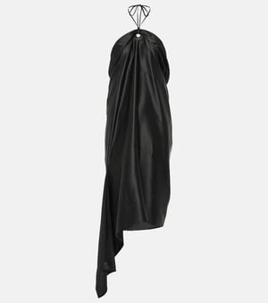 Ferragamo Asymmetric Satin Dress - Black