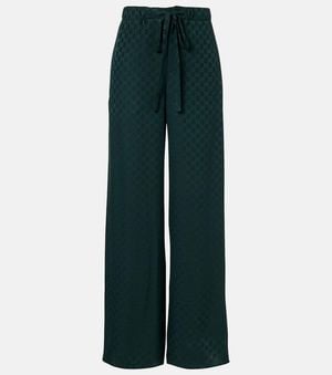 Gucci Palazzo-Hose Gg Aus Seiden-Jacquard - Grün