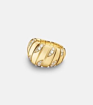 BVLGARI Ring Tubogas Aus 18Kt Gelbgold Mit Diamanten - Mettallic