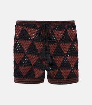 Anna Kosturova Malia Crochet High-Rise Cotton Shorts - Black