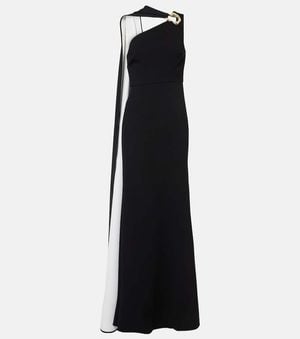 Roland Mouret Asymmetric Caped Cady Gown - Black