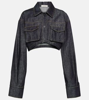 The Mannei Gudari Cropped Denim Blazer - Black