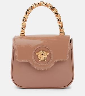 Versace Tote La Medusa Mini aus Lackleder - Braun