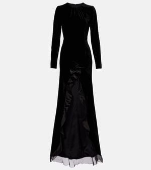 Alessandra Rich Robe Aus Samt Mit Seide - Schwarz