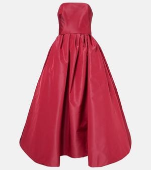 Carolina Herrera Strapless Belted Silk Cocktail Dress - Red