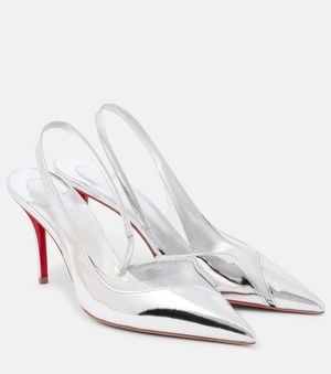 Christian Louboutin Slingback-Pumps Posticha 80 Aus Metallic-Leder - Weiß