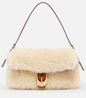 STAUD Schultertasche Harlow Aus Shearling - Natur