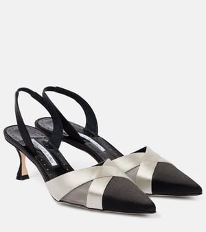 Manolo Blahnik Oyounasli 50 Satin Slingback Pumps - Black