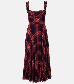 Vivienne Westwood Chichi Draped Plaid Midi Dress - Red