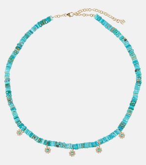 Sydney Evan Daisy 14Kt Beaded Necklace With Diamonds - Blue