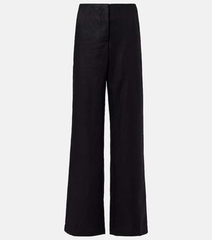Faithfull the Brand Sanne High-Rise Linen Straight Trousers - Blue