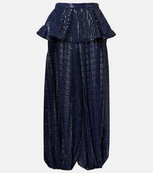 Adriana Degreas Sequined Wide-Leg Pants - Blue