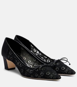 Manolo Blahnik Martebal 50 Lace Bow-Detail Court Shoes - Black