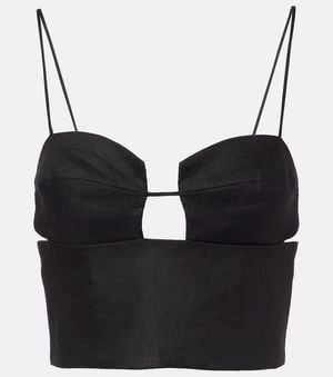 Cala De La Cruz Top Raccourci Imperia En Lin - Noir