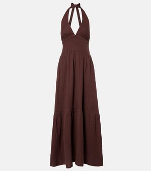Melissa Odabash Shay Halterneck Cotton Maxi Dress - Purple