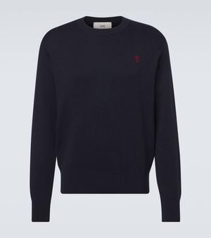 Ami Paris Pull Ami De Cour En Laine - Bleu