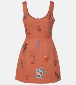 ALÉMAIS Dusty Embroidered Cotton Minidress - Orange