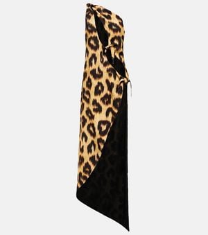 The Attico Leopard-Print Cutout Maxi Dress - Black