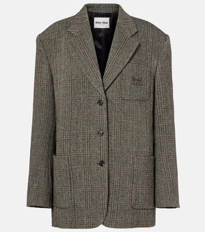 Miu Miu Chevron Virgin Wool Suit Jacket - Green