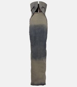 Rick Owens Cotton-Blend Denim Gown - Grey