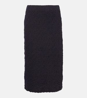 Vince Smocked Cotton-Blend Midi Skirt - Blue