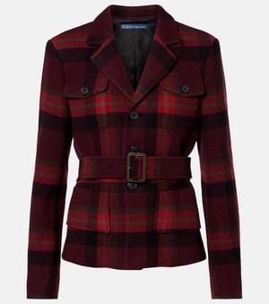 Polo Ralph Lauren Plaid Wool-Blend Tweed Blazer - Red