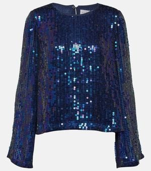 Velvet Top Evie Mit Pailletten - Blau