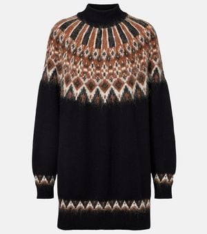 STAUD Liza Fair Isle Wool-Blend Jumper Dress - Black