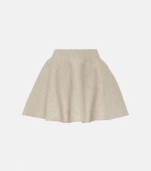 Alaïa Flared Wool-Blend Miniskirt - Natural