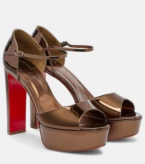 Christian Louboutin Sandaloo 130 Leather Platform Sandals - Brown