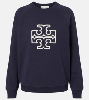 Tory Burch Logo Cotton Jersey Sweatshirt - Blue