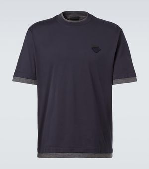 Prada T-Shirt Aus Baumwoll-Jersey - Blau