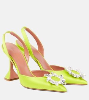 AMINA MUADDI Begum 95 Satin Slingback Pumps - Yellow