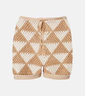 Anna Kosturova Maija Crochet Cotton Shorts - Natural
