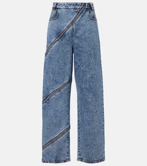 Alaïa Spiral High-Rise Wide-Leg Jeans - Blue