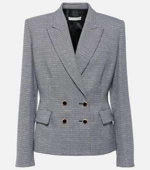 Alessandra Rich Houndstooth Wool-Blend Jacket - Gray
