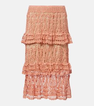 Anna Kosturova Elsie Crochet Cotton Midi Skirt - Pink