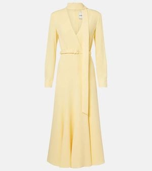 Roland Mouret Belted Cady Midi Dress - Yellow