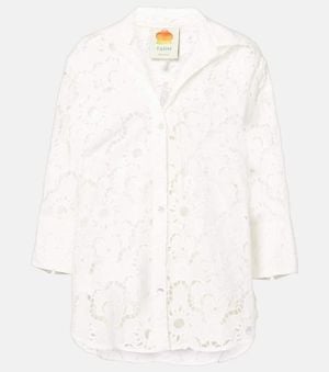 FARM Rio Sun Broderie Anglaise Cotton Shirt - White