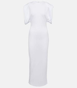Wardrobe NYC Ruched Jersey Midi Dress - White