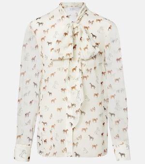 Gabriela Hearst Shildon Tie-Neck Silk Blouse - Natural