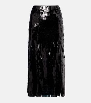 Self-Portrait High-Rise-Midirock Mit Pailletten - Schwarz