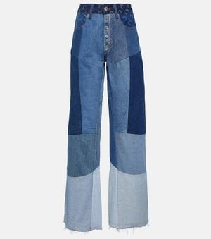 Marine Serre Regenerated Wide-Leg Jeans - Blue