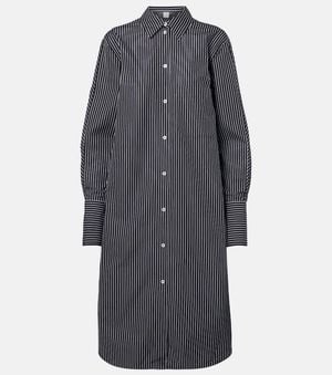 TOTEME Striped Cotton Poplin Shirt Dress - Gray