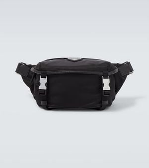 Prada Re-Nylon Leather-Trimmed Belt Bag - Black