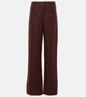 Faithfull the Brand Isotta High-Rise Linen Straight Trousers - Purple