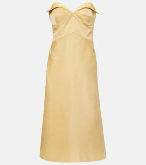 McQueen Midikleid Aus Satin - Gelb
