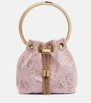 Jimmy Choo Bon Bon Micro Satin And Lace Bucket Bag - Pink