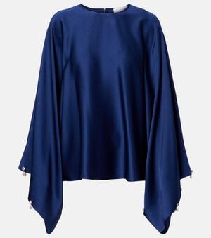Stella McCartney Faux Pearl-Embellished Satin Top - Blue